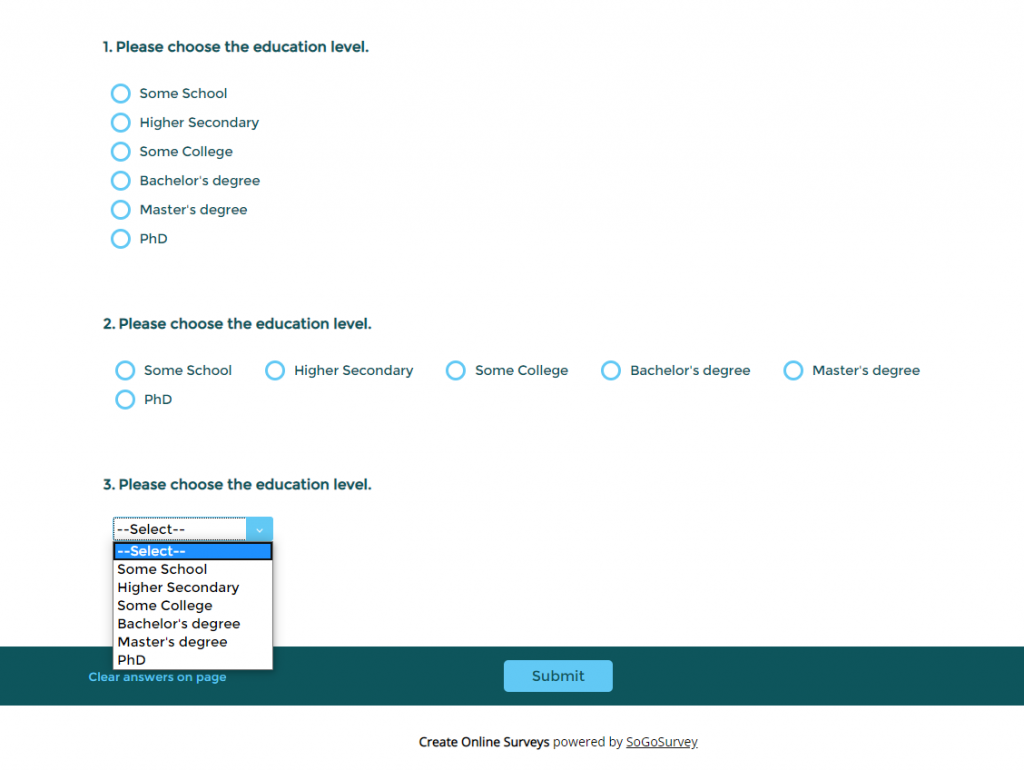 survey questionnaires