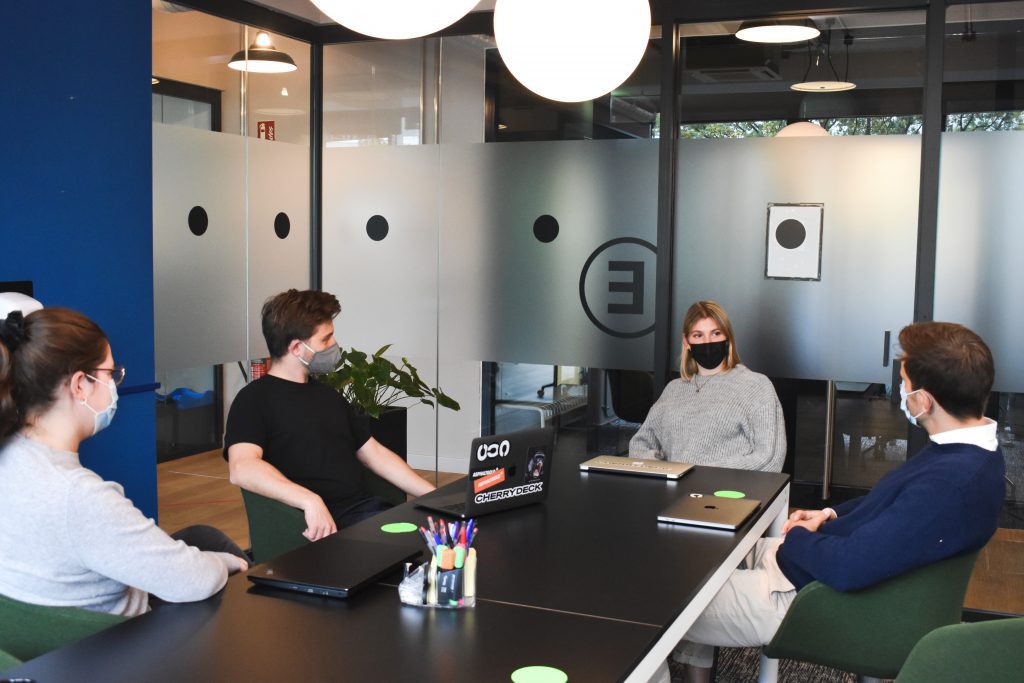 People discussing in a meeting room