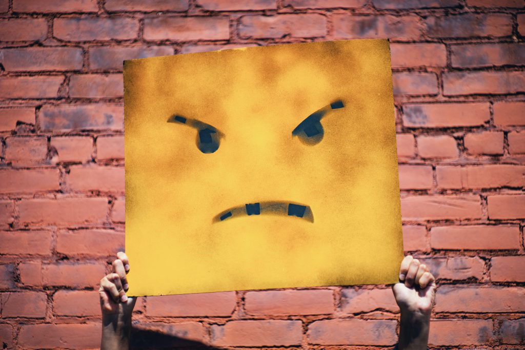 An angry face signboard