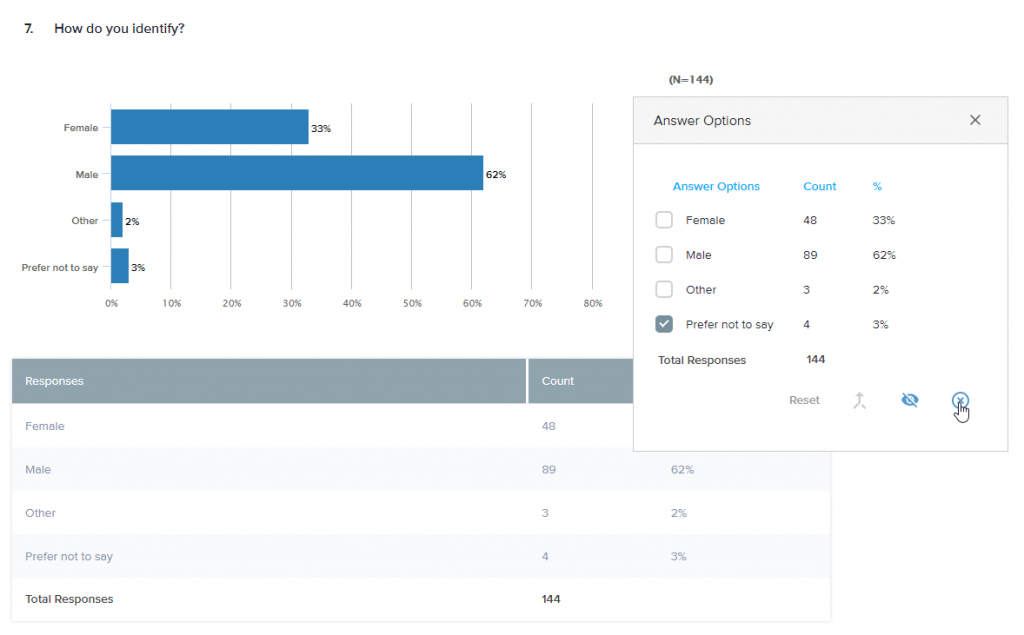 exclude answers in report