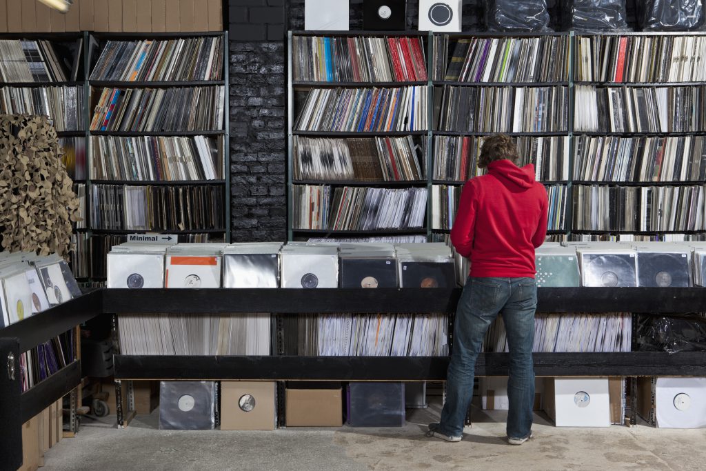 sorting through records