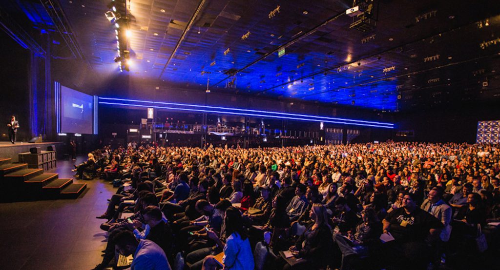 A huge crowd attending an event