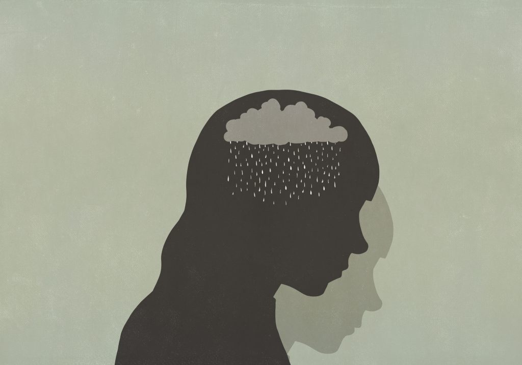 An image of a mind raining thoughts