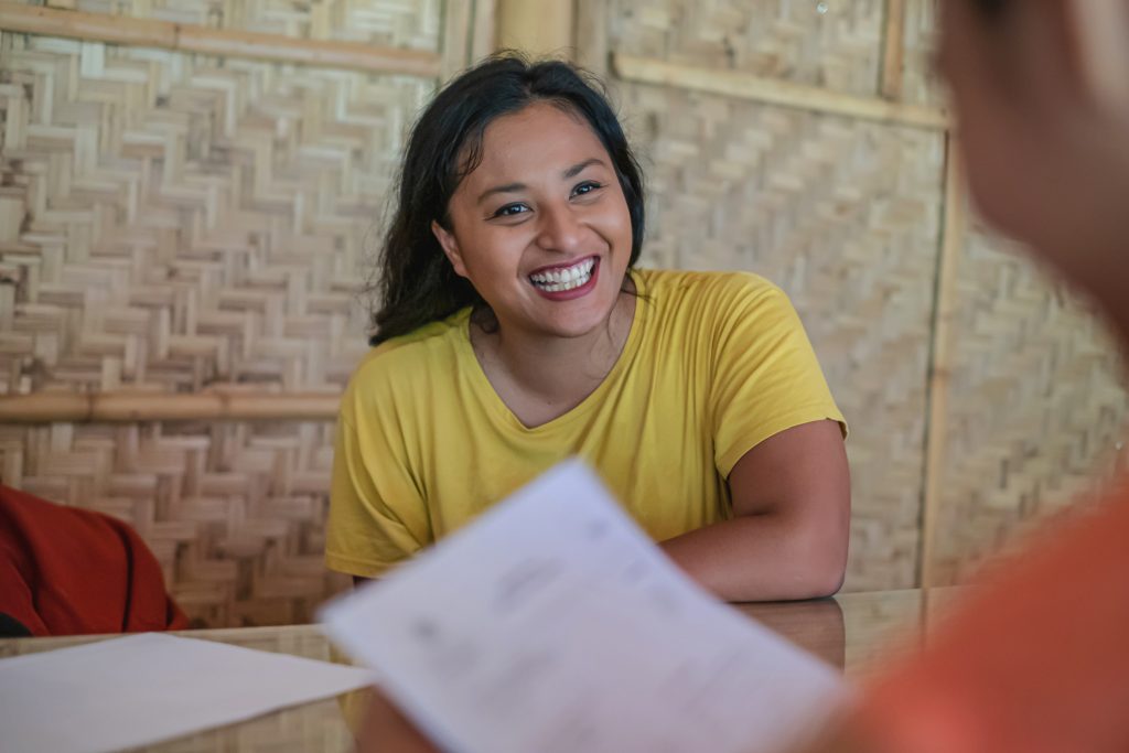 A smiling female