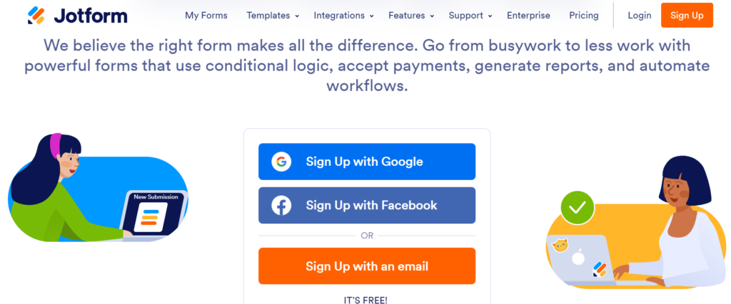 Jotform homepage