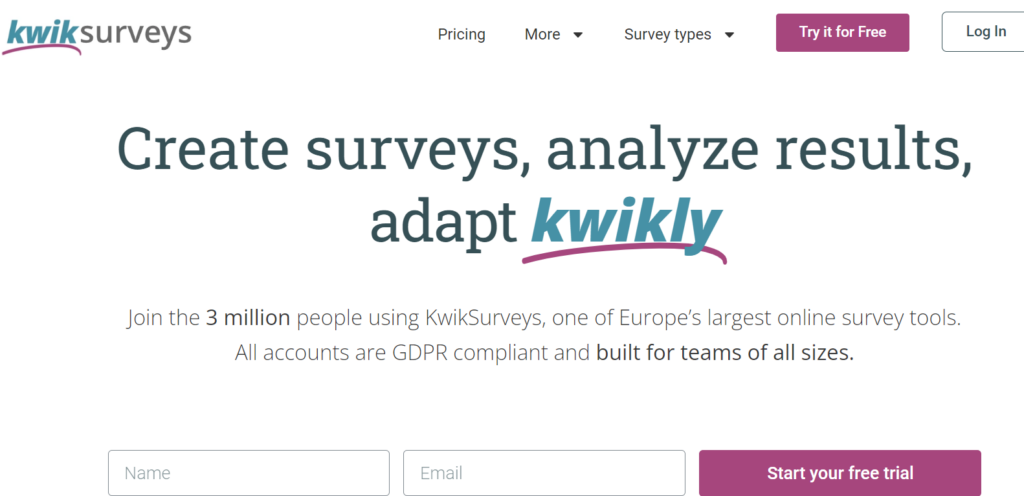 KwikSurveys homepage