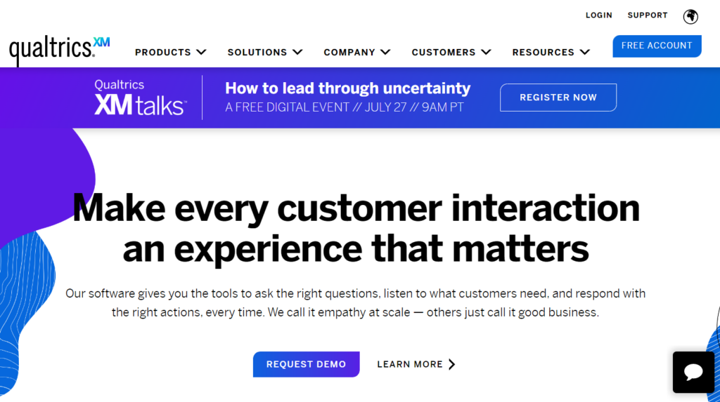 Qualtrics homepage