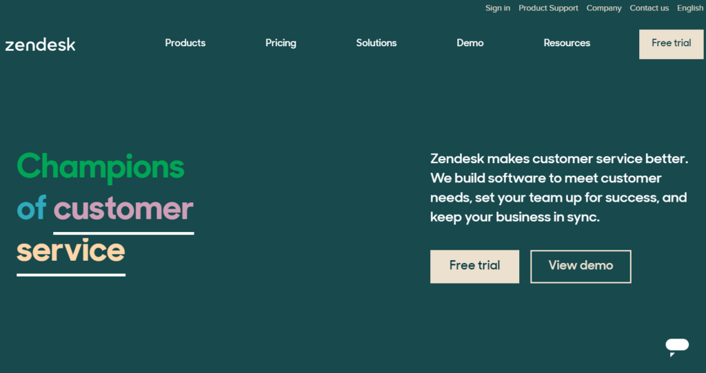 Zendesk homepage