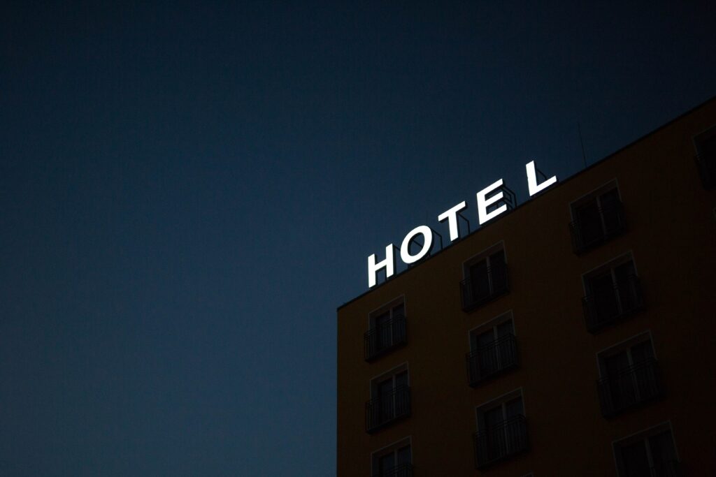 A hotel sign