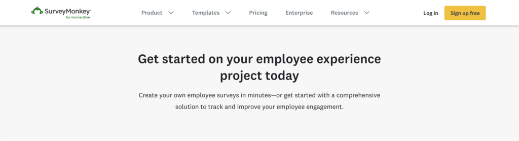 Screenshot from SurveyMonkey website