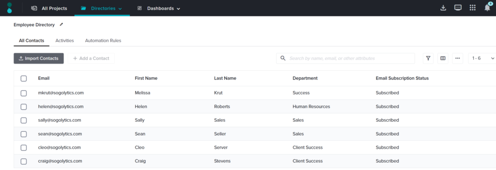 Example Directory screenshot