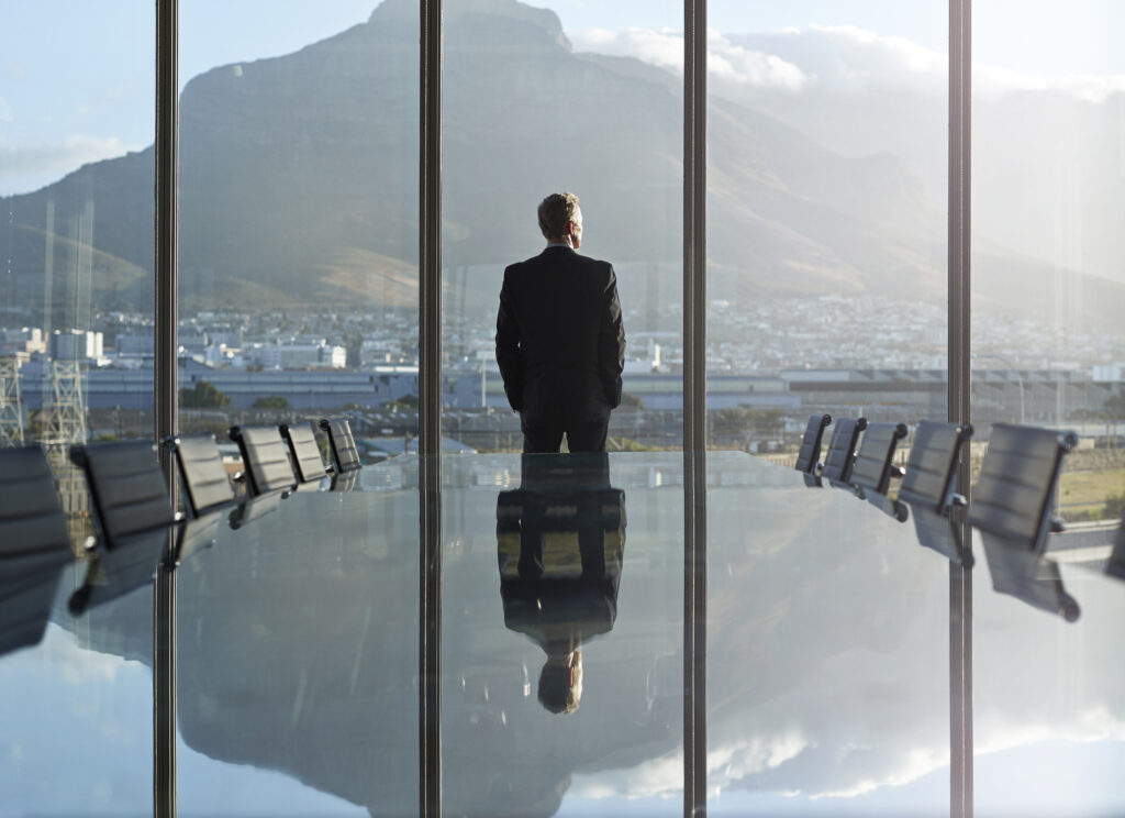 CEO contemplates mission, vision, values in business strategy